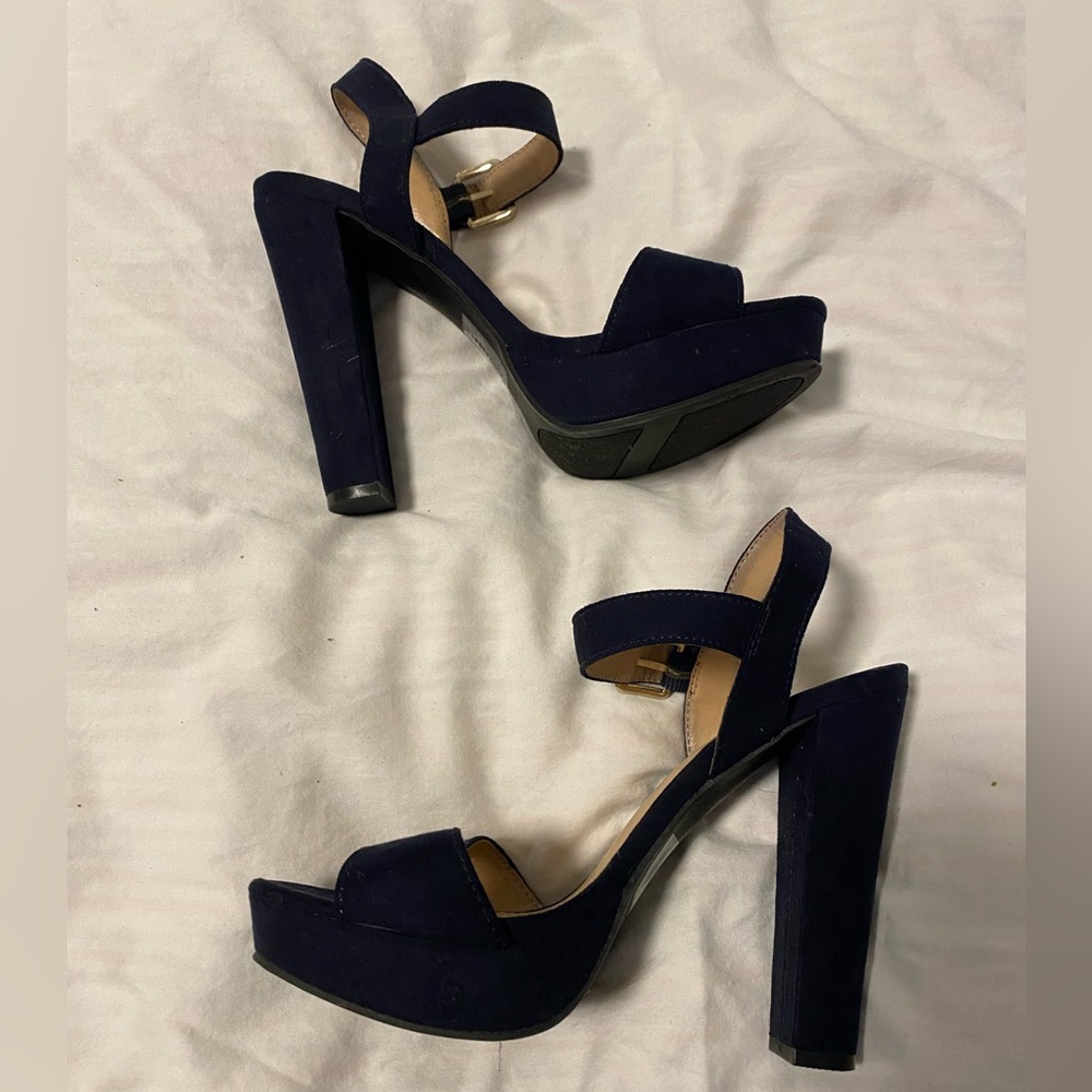 Lauren Conrad Navy Suede Heels - Picture 3 of 4